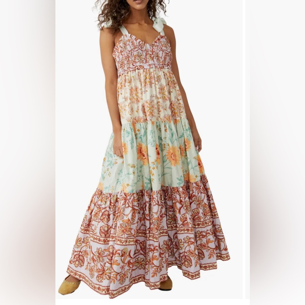 Bluebell Mixed Print Cotton Maxi Dress